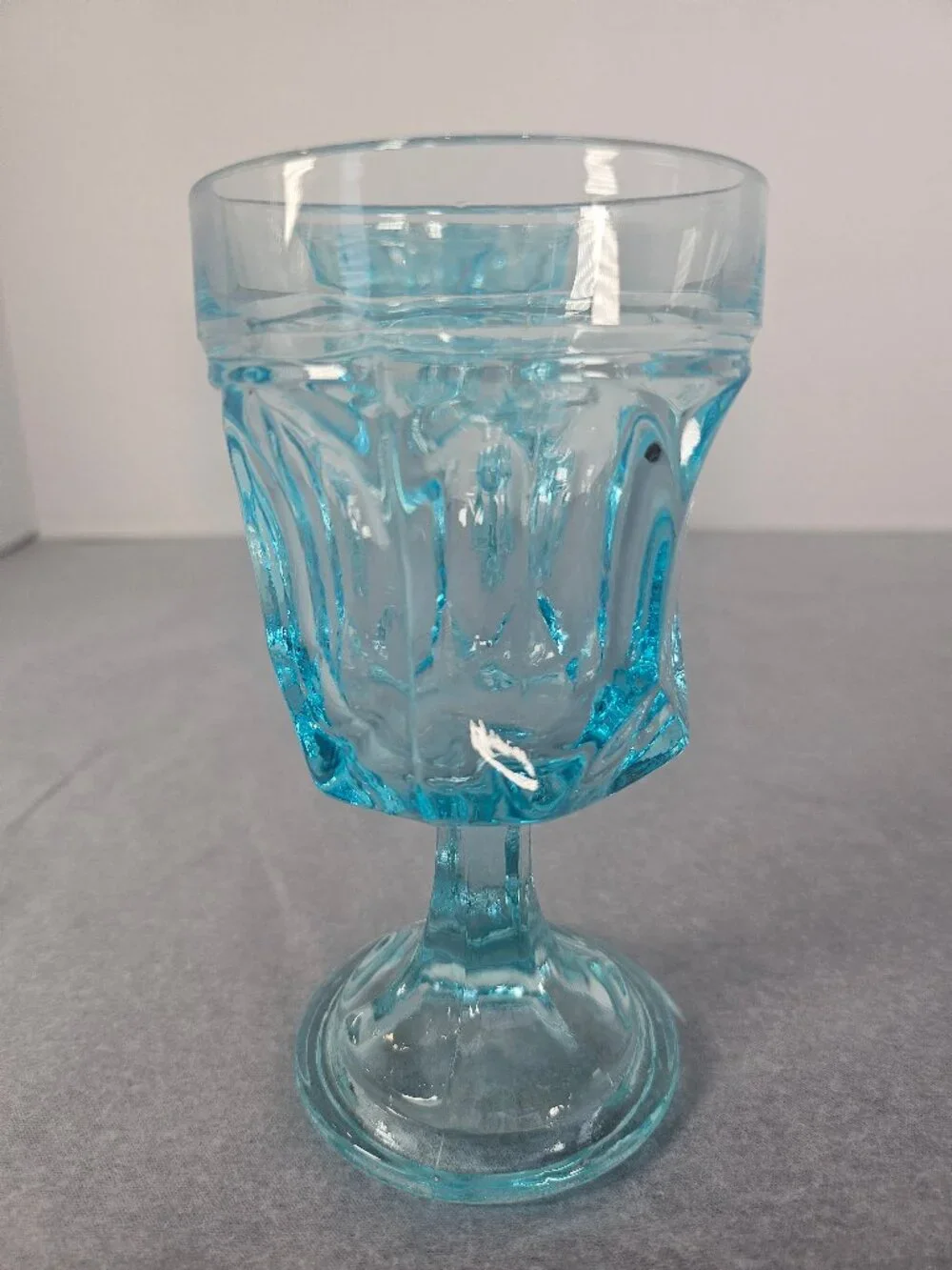 Rare Anchor Hocking Fairfield Light Ice Blue Water Wine Goblets 1970s Set of 4